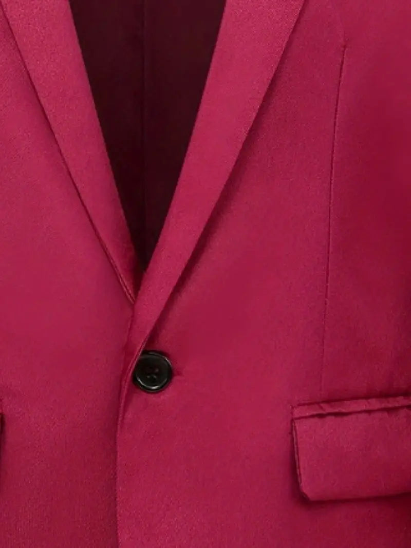 The Slim Fit Single-Breasted Lapel Single-Row One-Button Fashion Blazer Burgundy