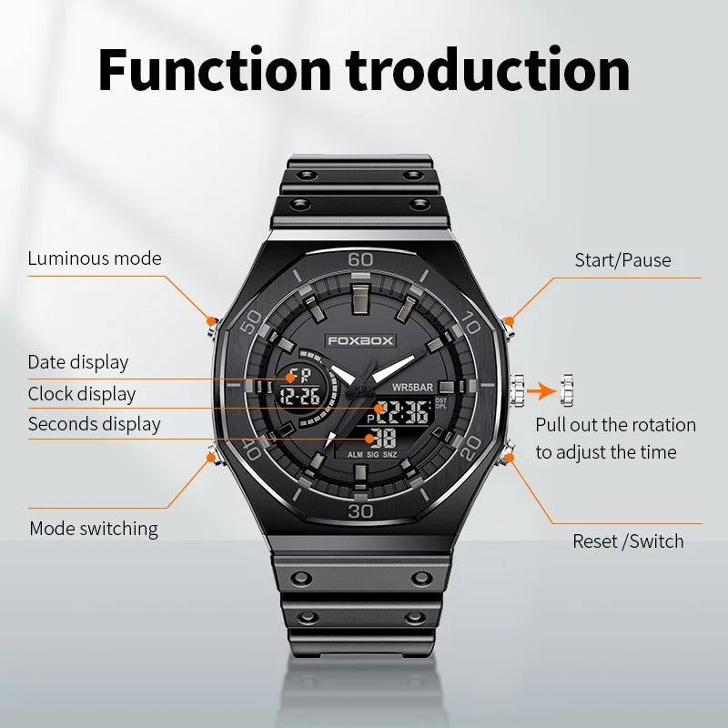 Men's Dual Display Outdoor Sports Quartz Watch