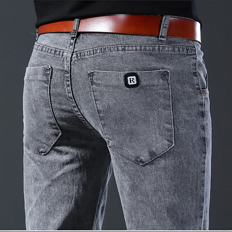 Men’s Slim Fit Korean Style Gray Stretch Denim Jeans