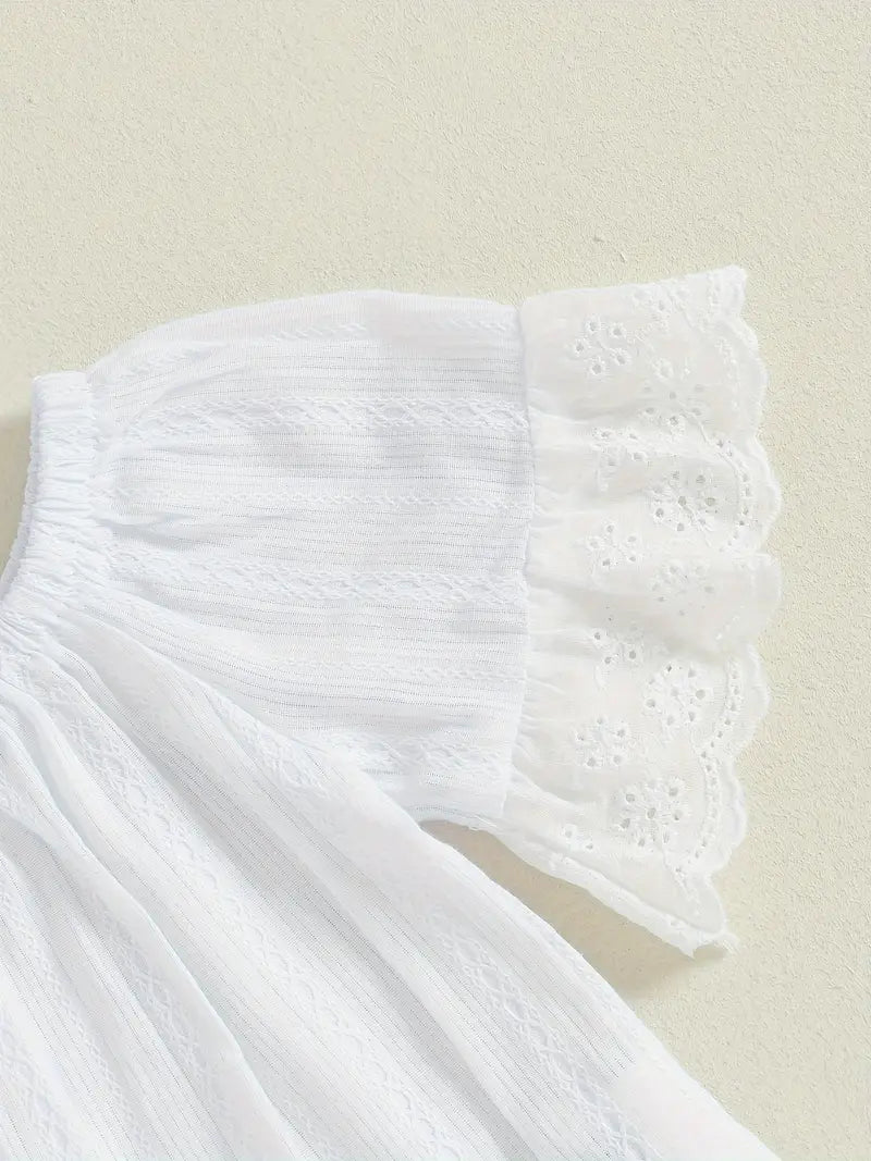 Summer Outfit Off-Shoulder Top & Beaded Denim Pants Set