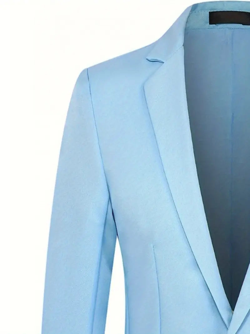 The Slim Fit Single-Breasted Lapel Single-Row One-Button Blazer Lake Blue