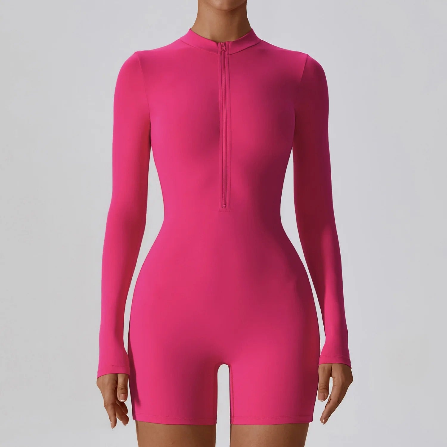 Women's Zipper Long Sleeve Workout Jumpsuit
