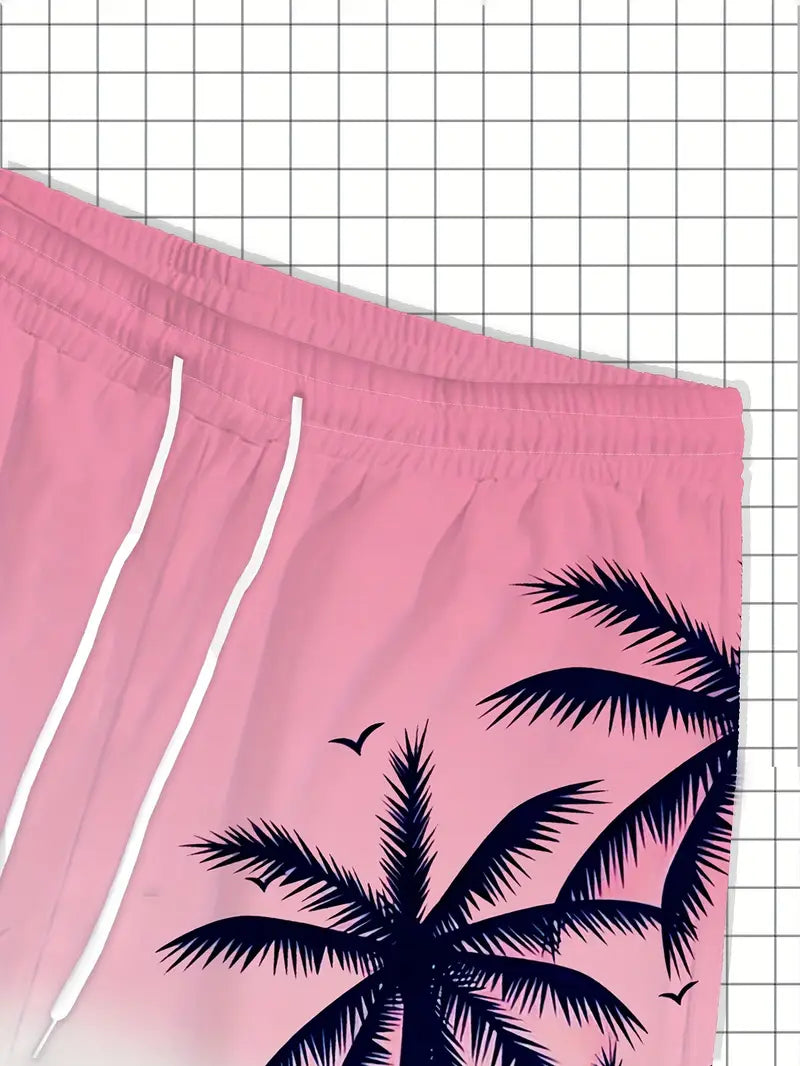 Men's Tropical Palm Tree Print Swim Shorts