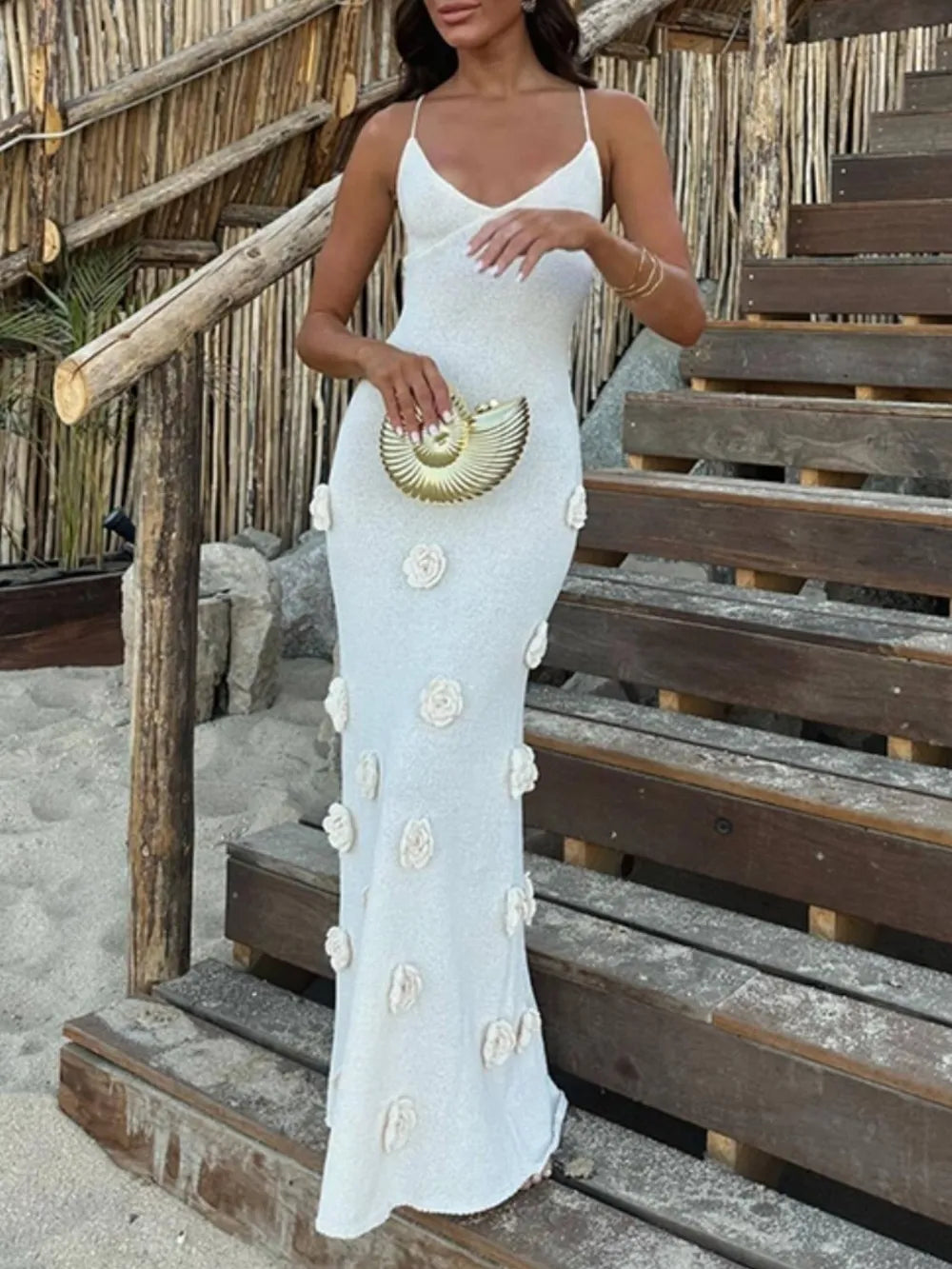 Flower Maxi Sweater Cami Dress