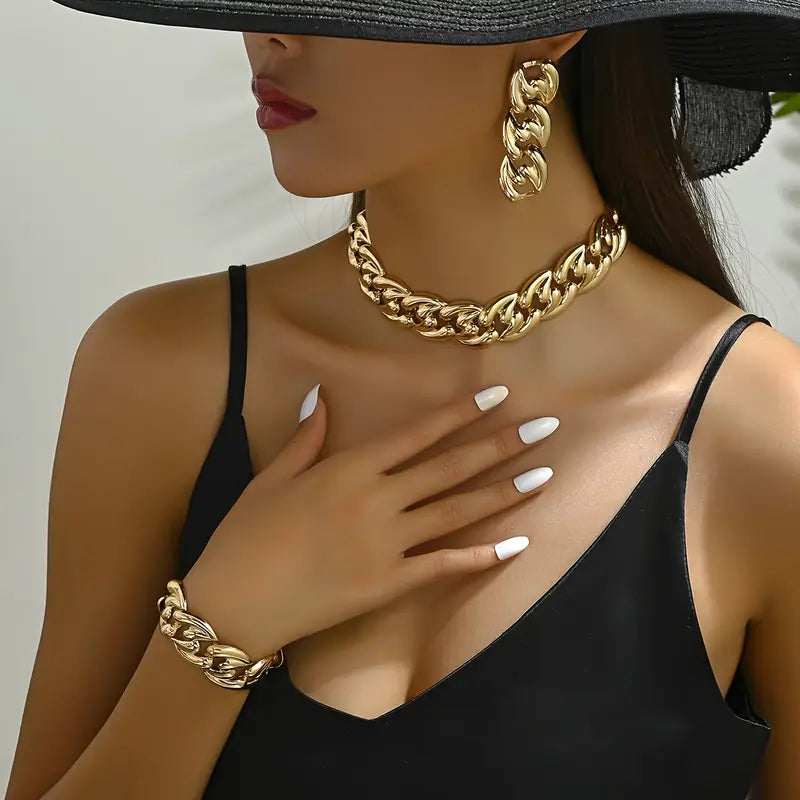 Golden-Tone Luxurious Jewelry Set