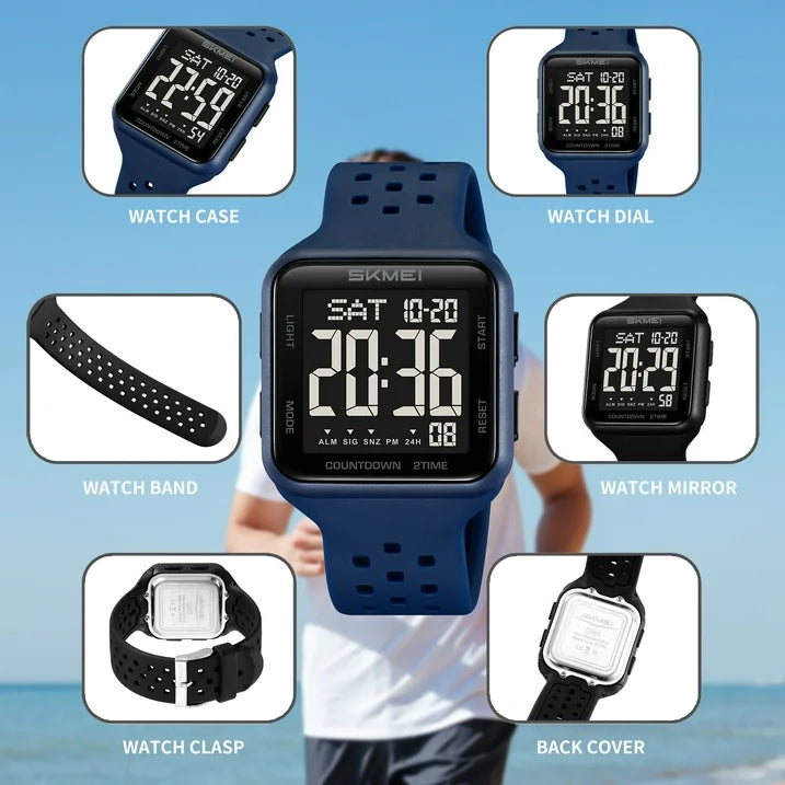 Digital Watch Outdoor Sports Waterproof Large Face Wrist Watches for Men