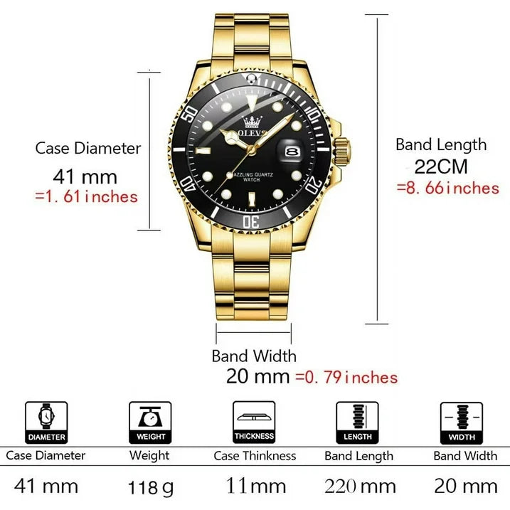 OLEVS Mens Watch Waterproof Luminous Date Watches Stainless Steel