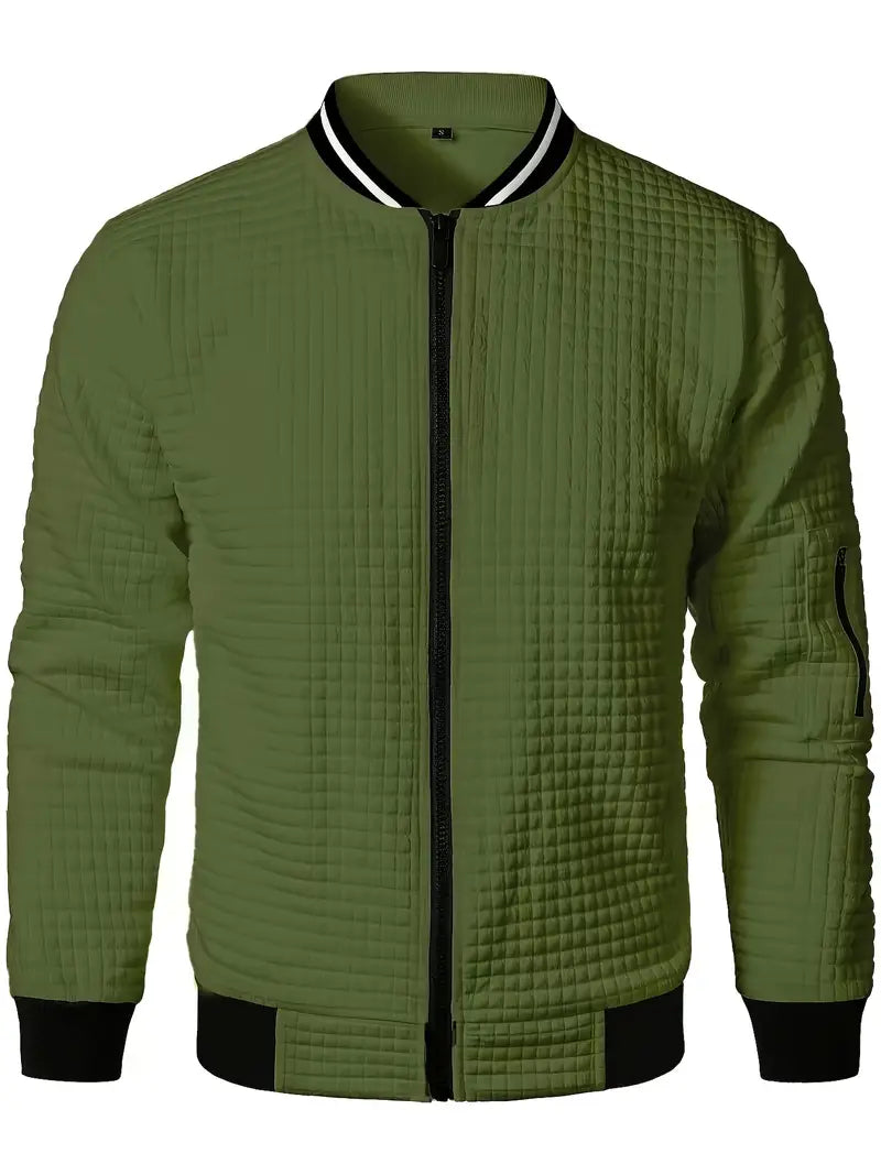 Men's Casual Solid Color Stand Collar Jacket