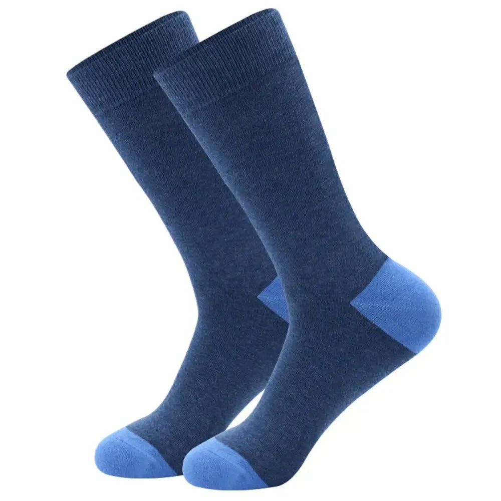 Men’s Colorful Striped Cotton Dress Socks – 5 Pairs