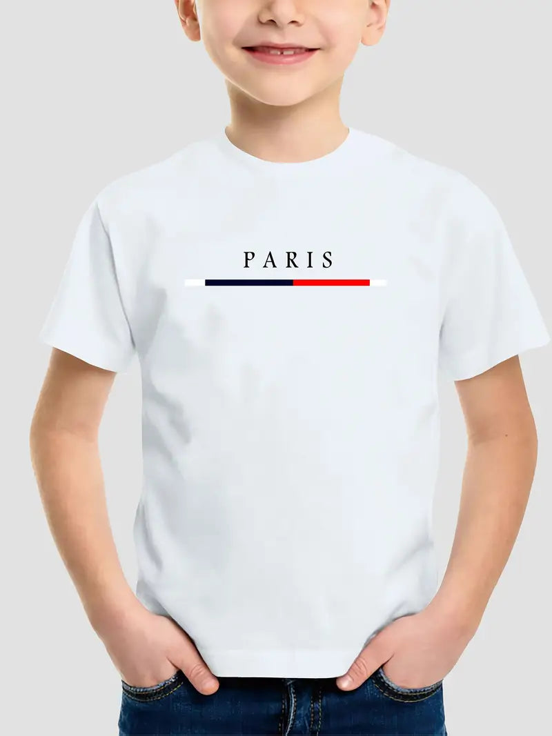 Boys' Parisian Letter Print T-Shirt