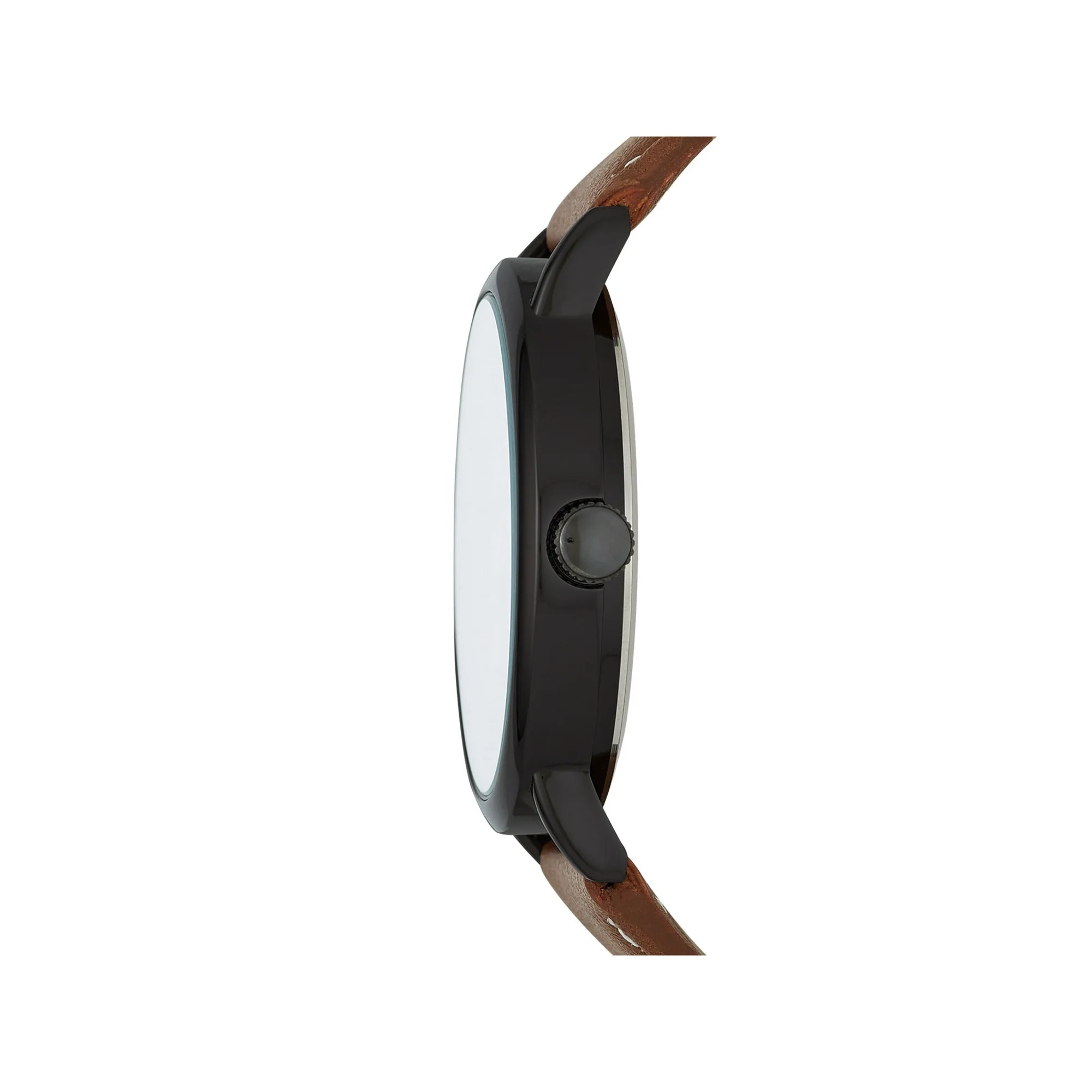 GEORGE Men's Watch: Gunmetal Case, Black Easy Read Dial, Cognac Vegan Leather Band (FMDOGE009)