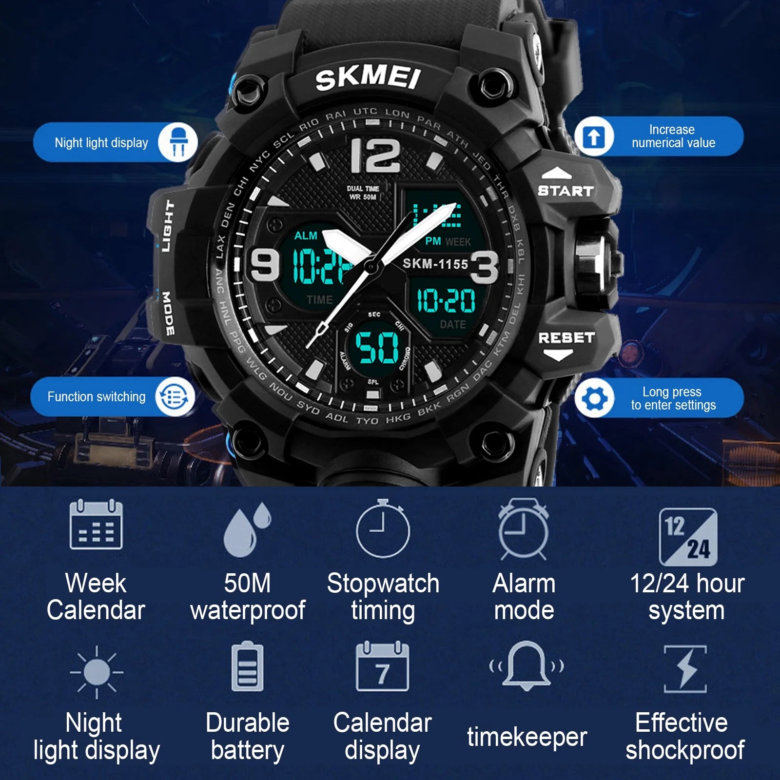 SKMEI Men's Military Watch, Waterproof Watches for Men
