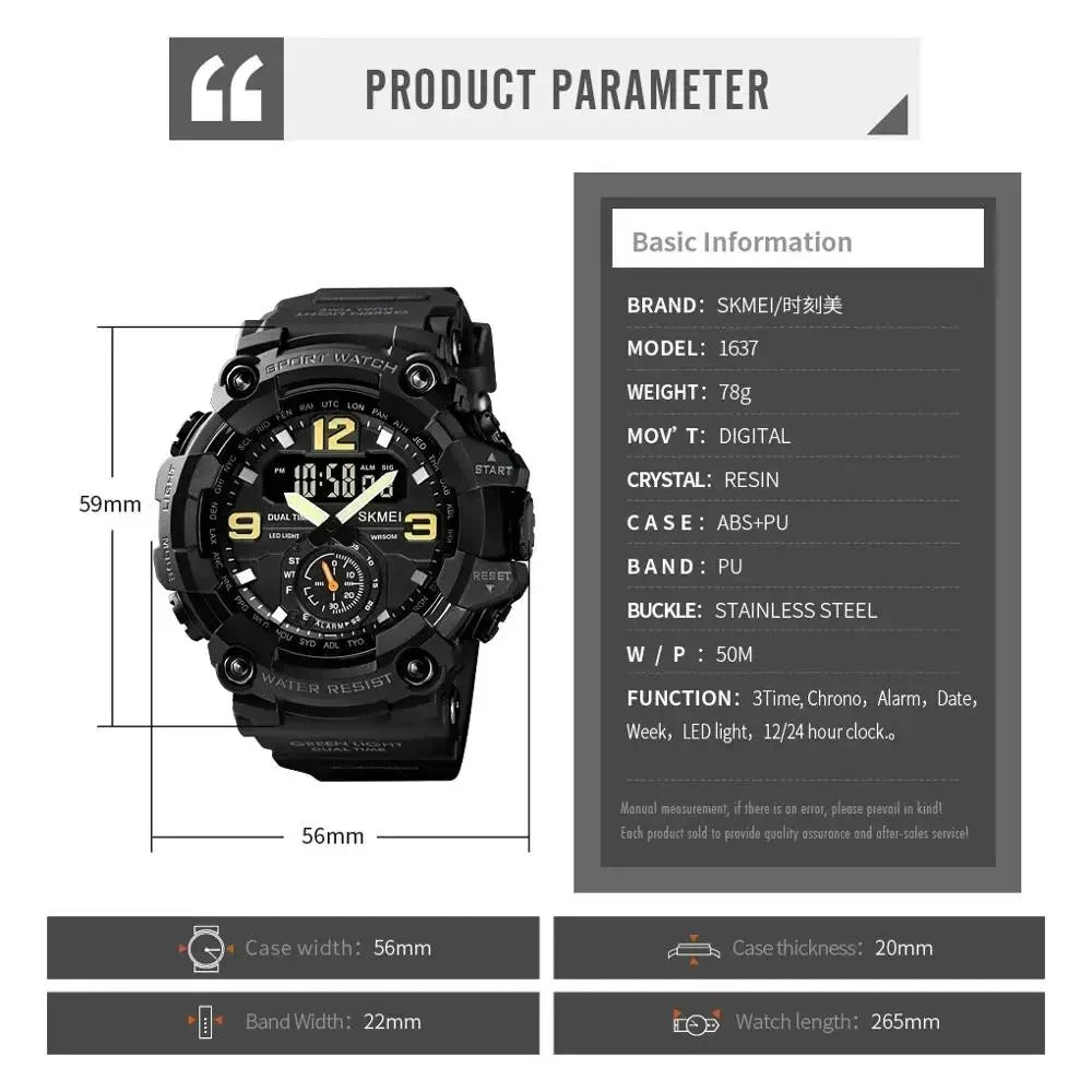 Men's Dual Movement Sport Watch Black