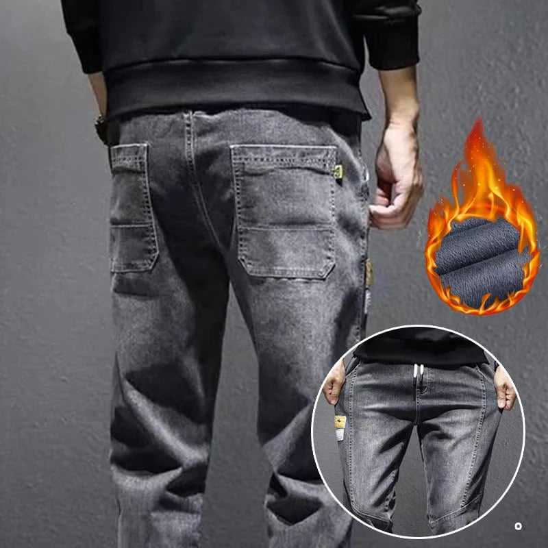 Men’s Baggy Plush Cargo Denim Pants
