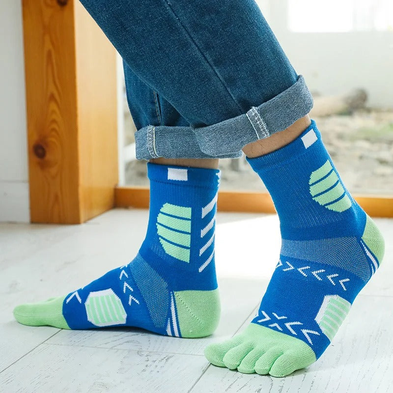 Men’s Colorful 5-Toe Sport Socks – 5 Pairs