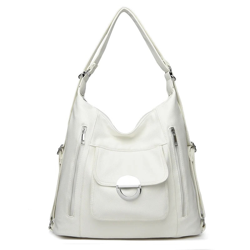 Soft Leather High-Capacity Backpack Shoulder Bag