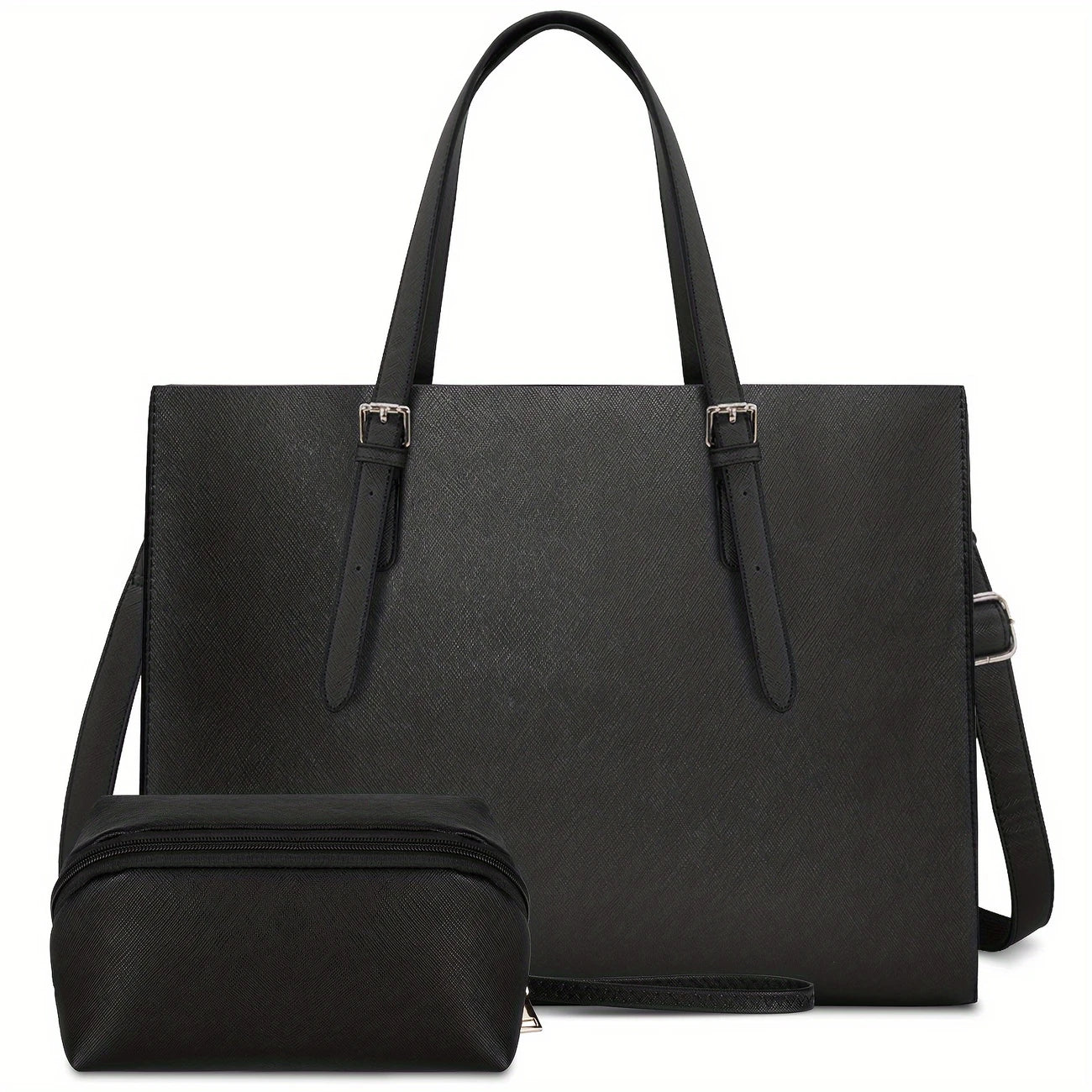 Women - 15.6 Inch Business Office Briefcase with Large Capacity, Adjustable Detachable Shoulder Strap & Rivet Details