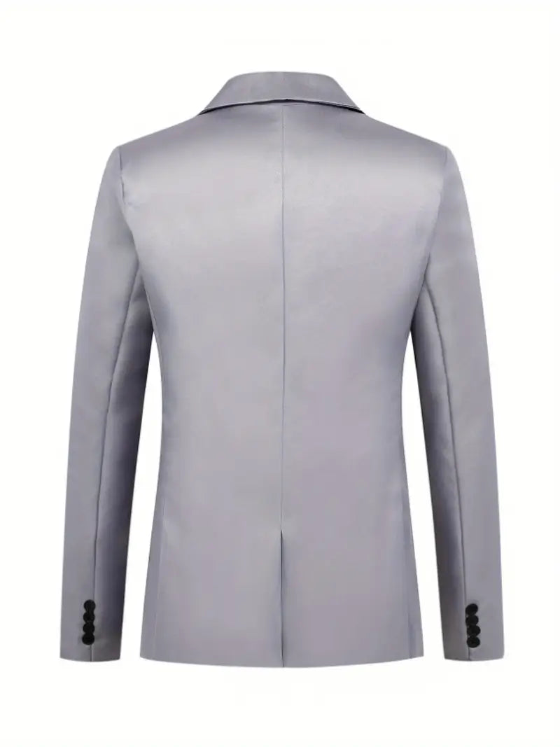 The Slim Fit Single-Breasted Lapel Single-Row One-Button Fashion Blazer Silvery Grey