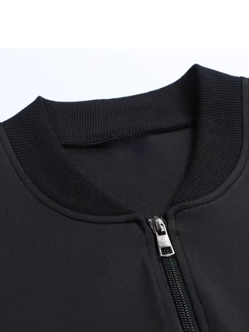 Men's Casual Printed Stand Collar Zip Jacket