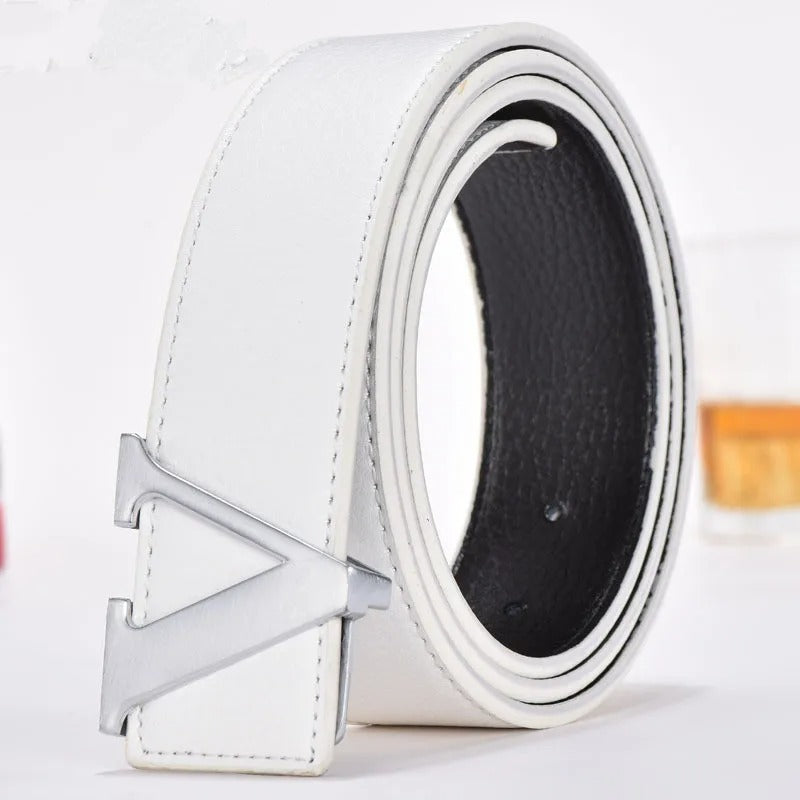 Fashion Belt with Letter V Buckle 125cm