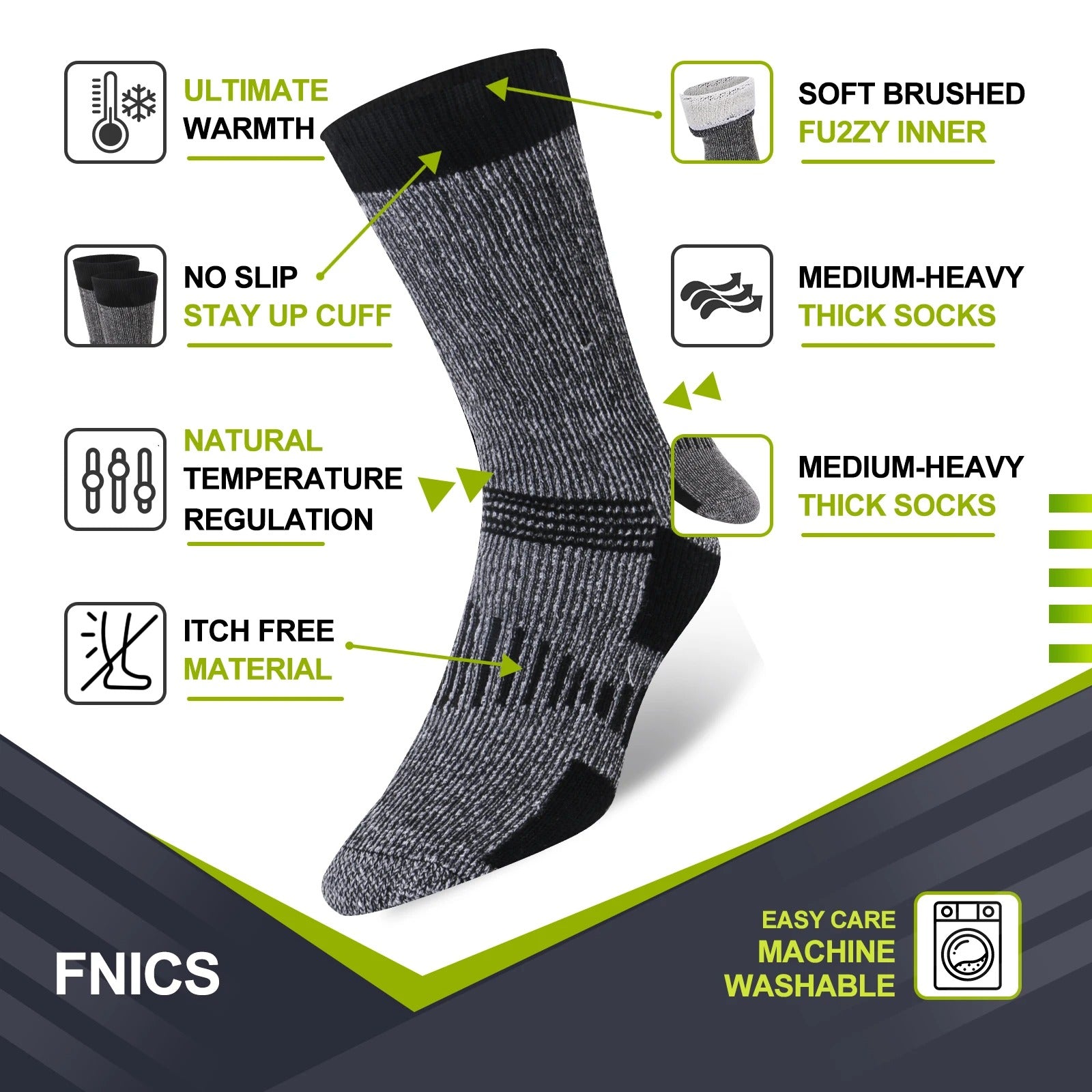 Merino Wool Thermal Crew Socks – 3 Pairs
