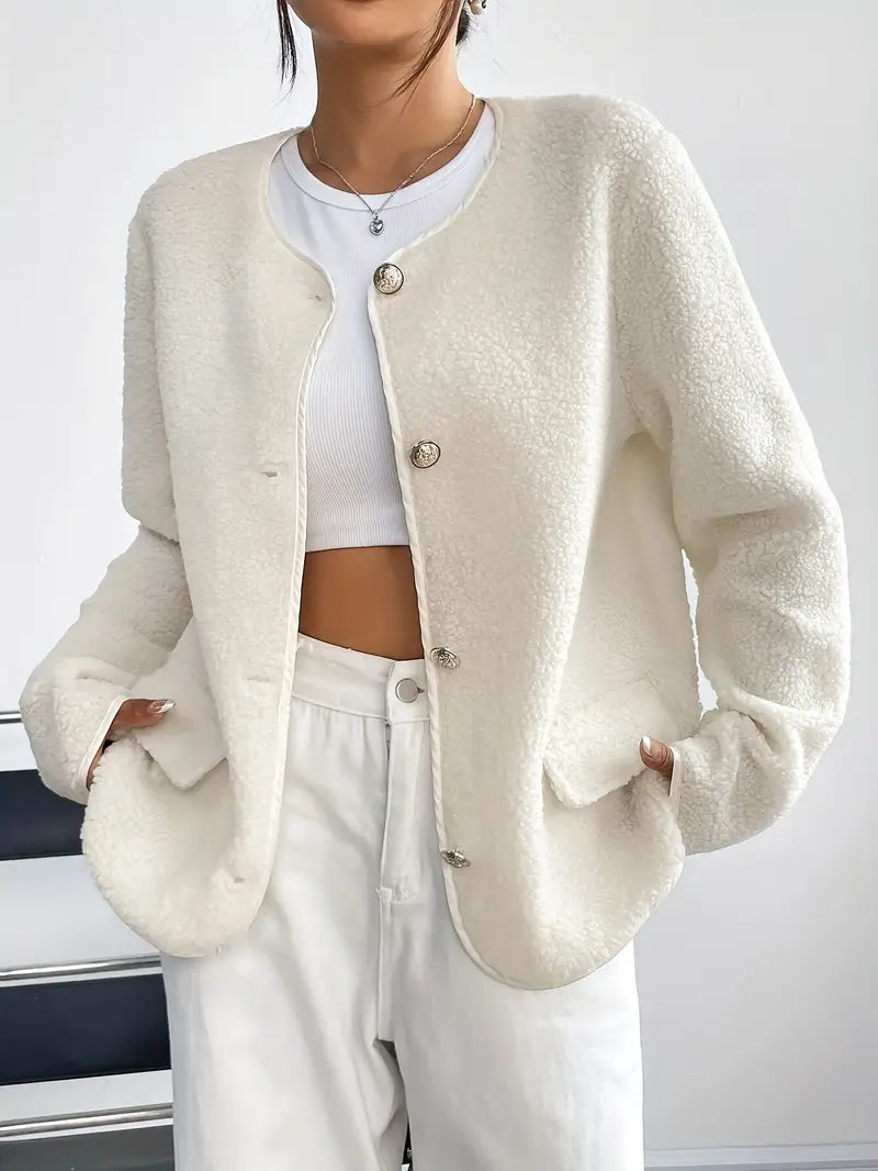 Elegant Solid Color Women's Knit Jacket
