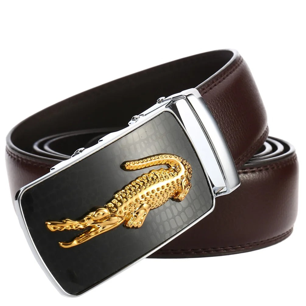Men's Crocodile Pattern Leather Belt – 115cm