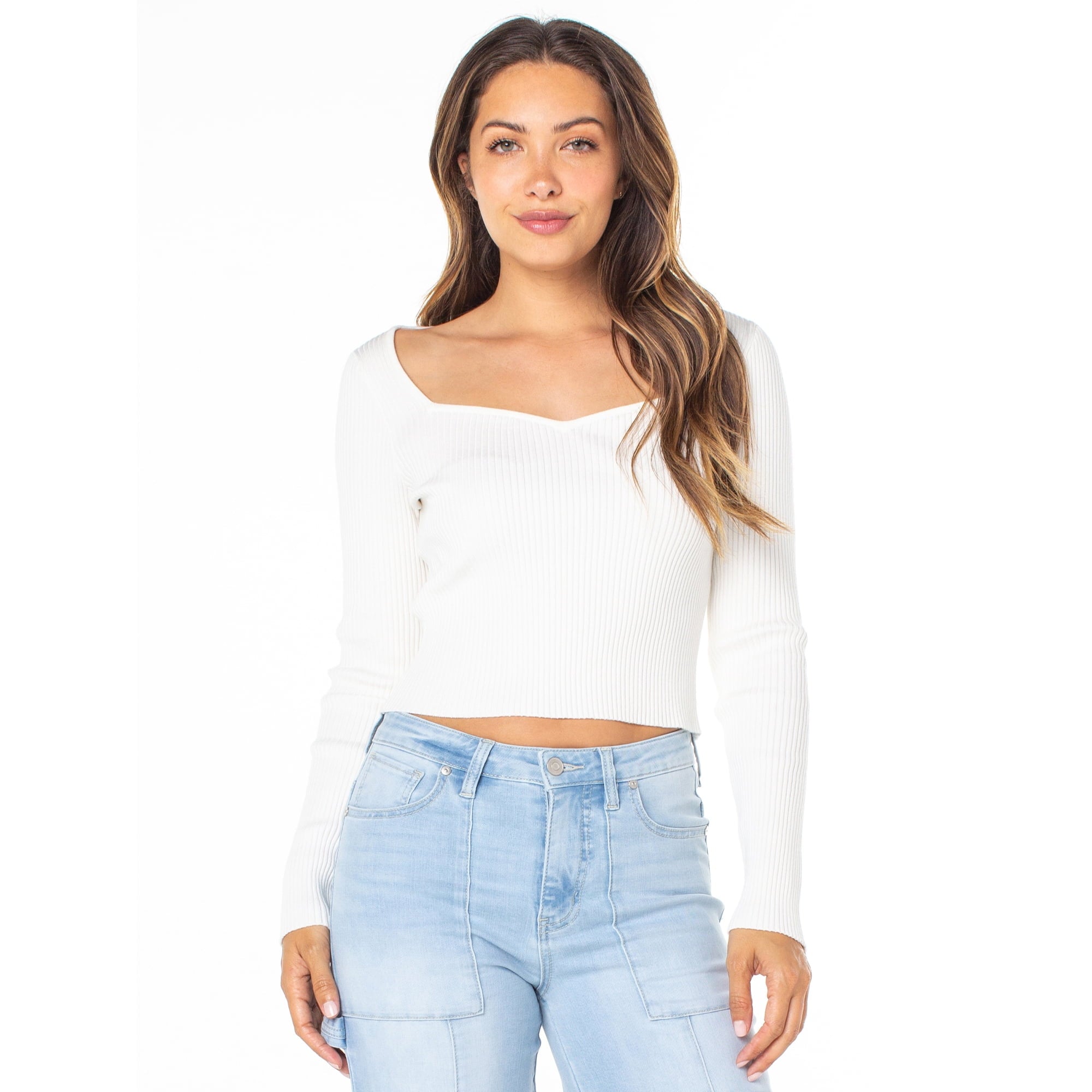 Long Sleeve Sweetheart Rib Top