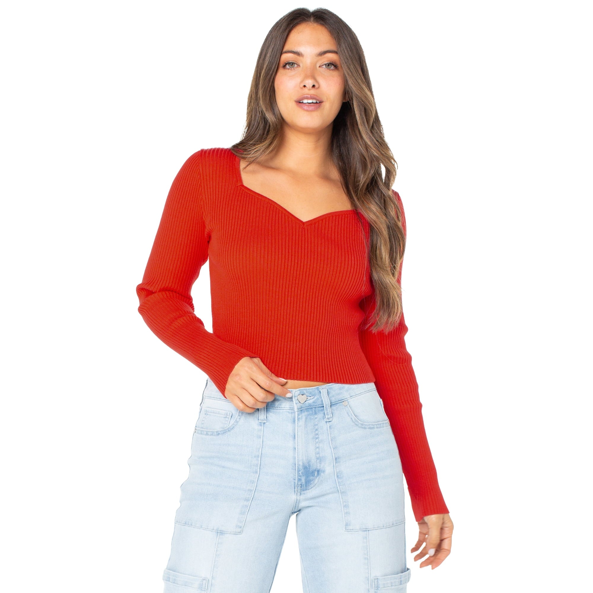 Long Sleeve Sweetheart Rib Top