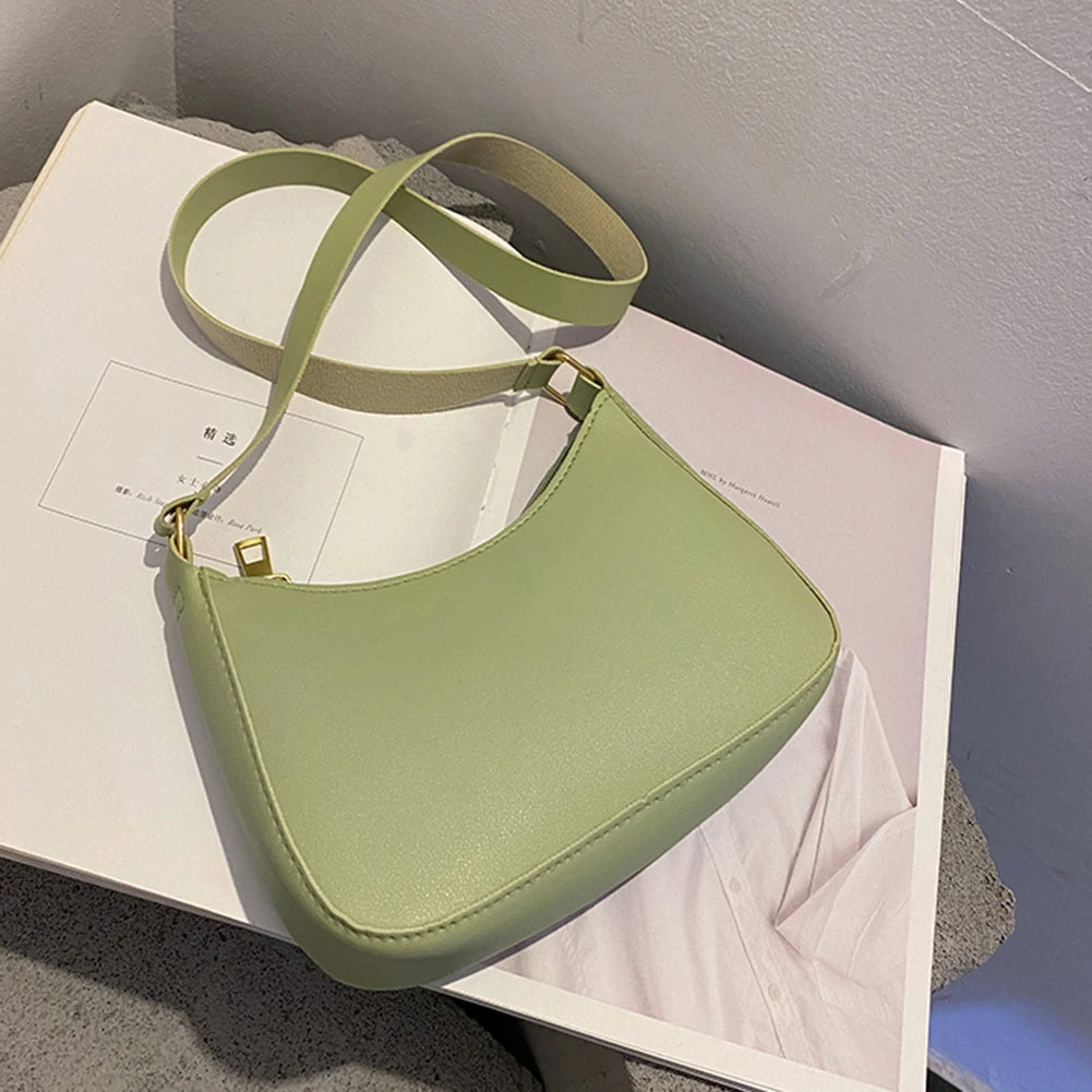 Retro Solid Color PU Leather Hobo Bag