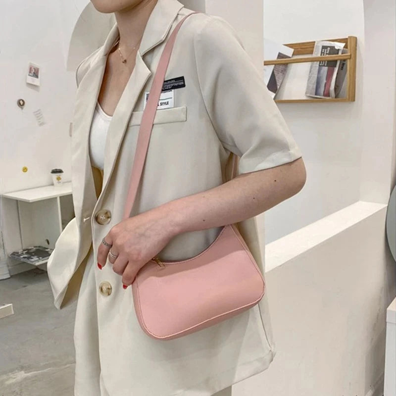 Retro Solid Color PU Leather Hobo Bag