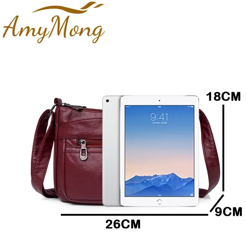 High-Capacity PU Leather Messenger Bag for Women