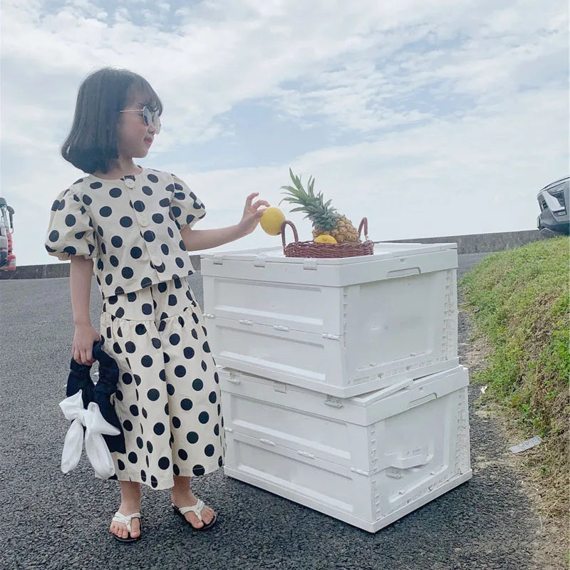 Girls' Polka Dot Shirt & Culottes Set