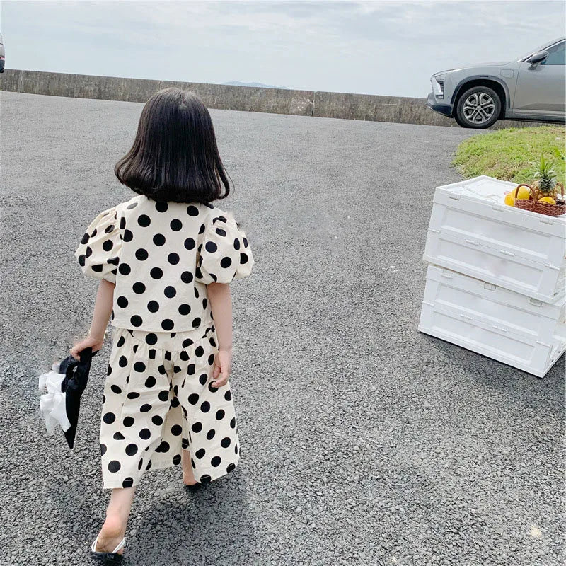 Girls' Polka Dot Shirt & Culottes Set