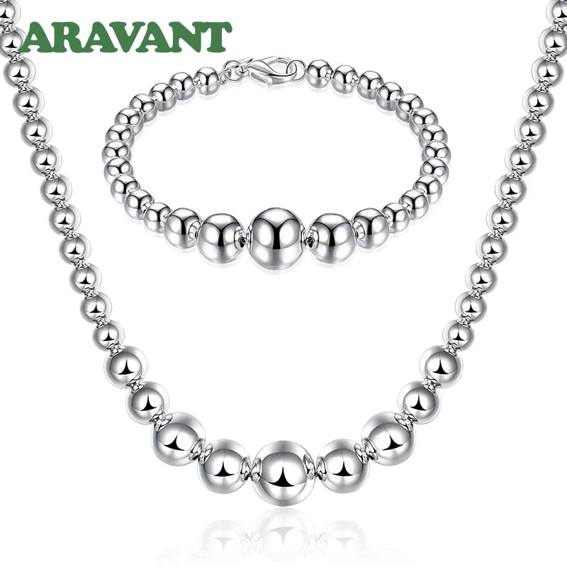 925 Silver Bead Jewelry Set for Women