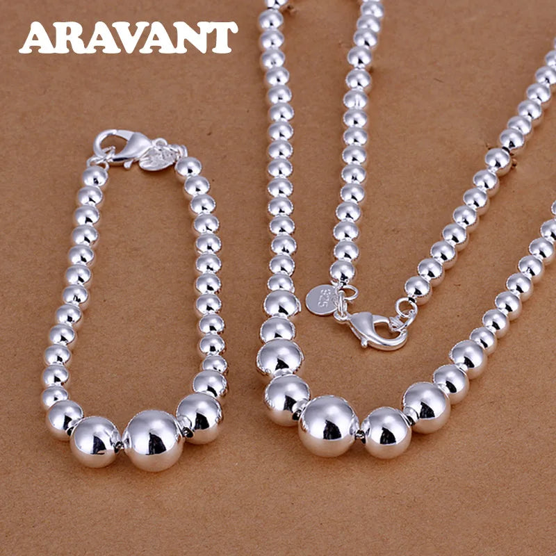 925 Silver Bead Jewelry Set for Women