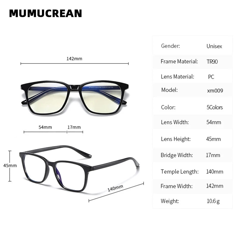 New TR90 Anti-Blue Retro Square Glasses