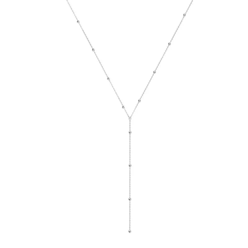 Silver Beads Tassel Clavicle Necklace
