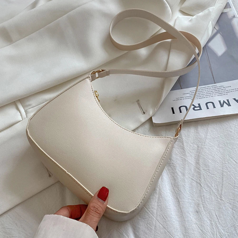Retro Solid Color PU Leather Hobo Bag