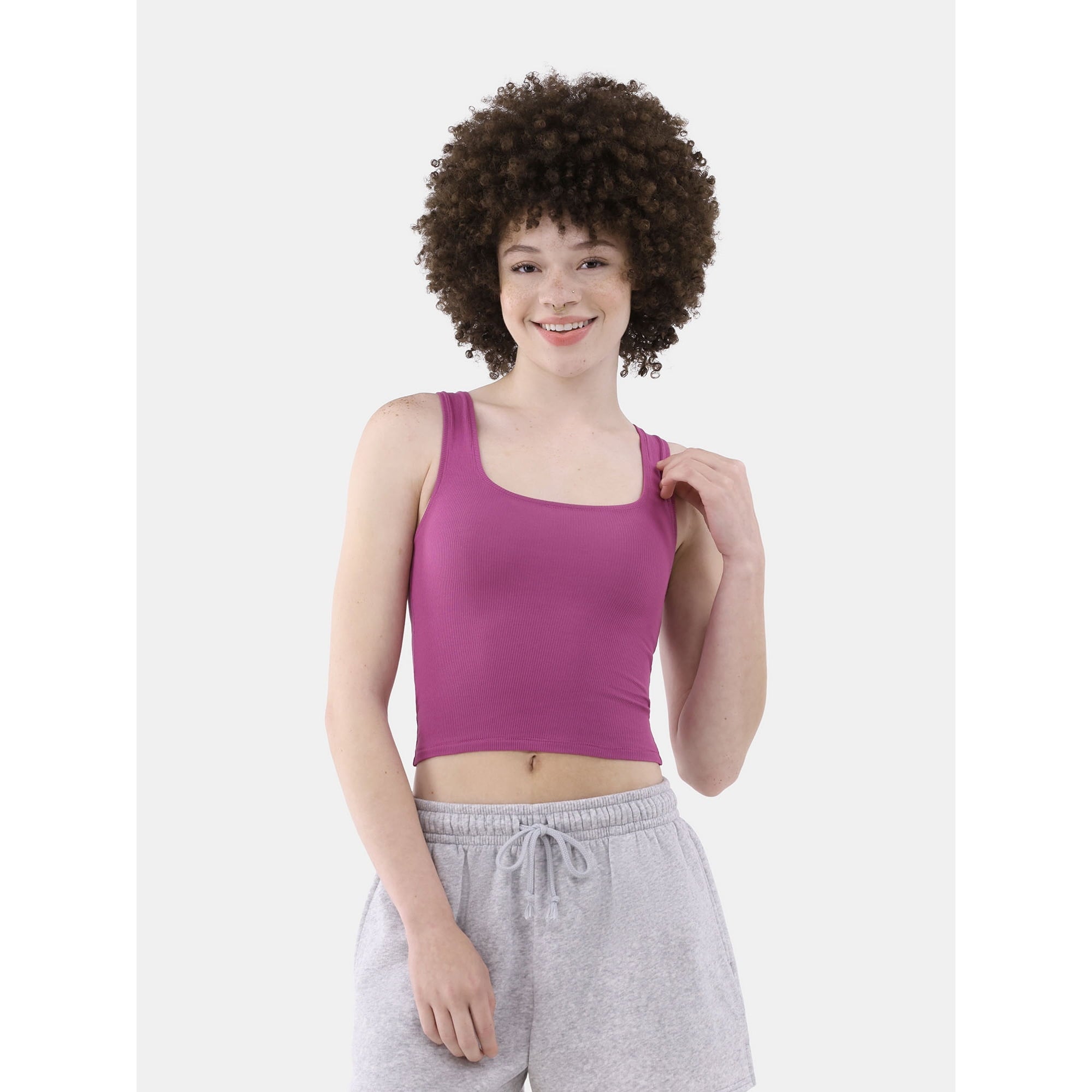 Women's Cotton Blend Ribbed Cropped Tank Top