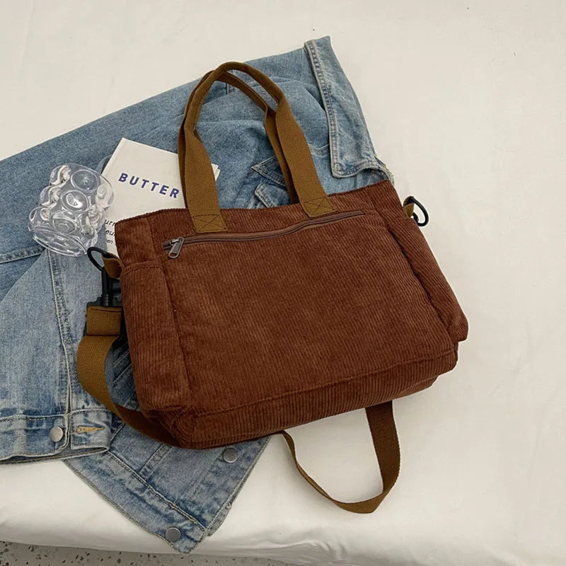 Velvet Corduroy Large Capacity Shoulder Bag