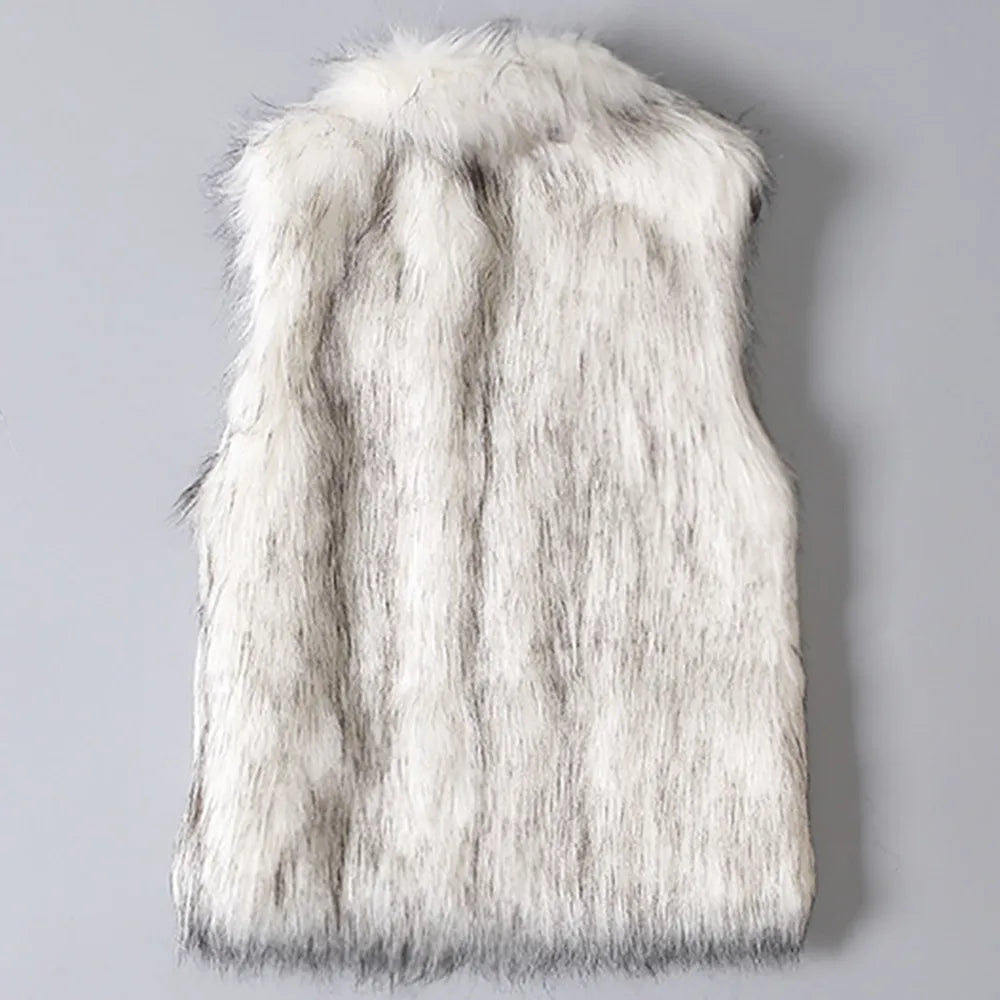 Women's Winter Wool Faux Fur Vest