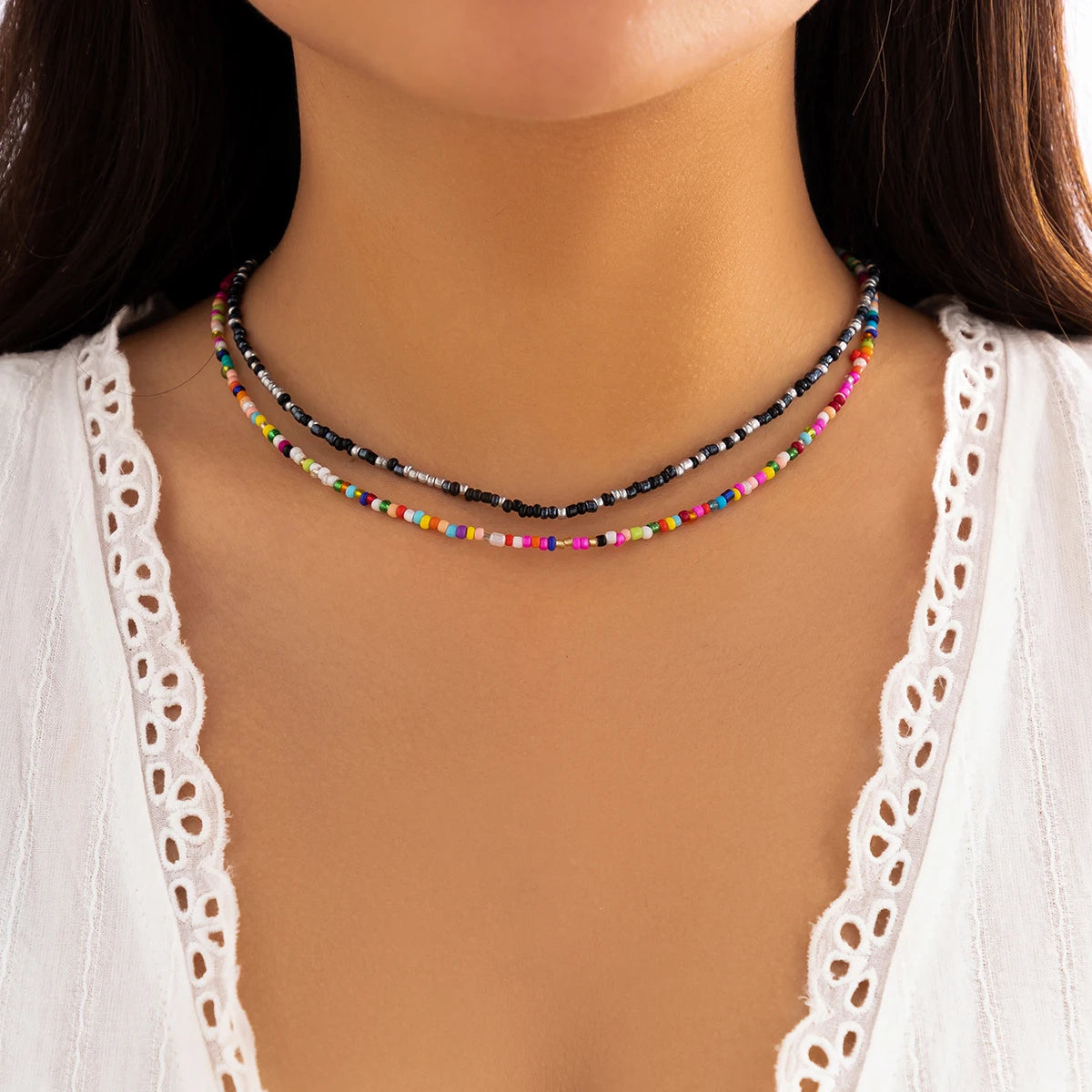 Bohemian Multicolour Seed Beads Necklace