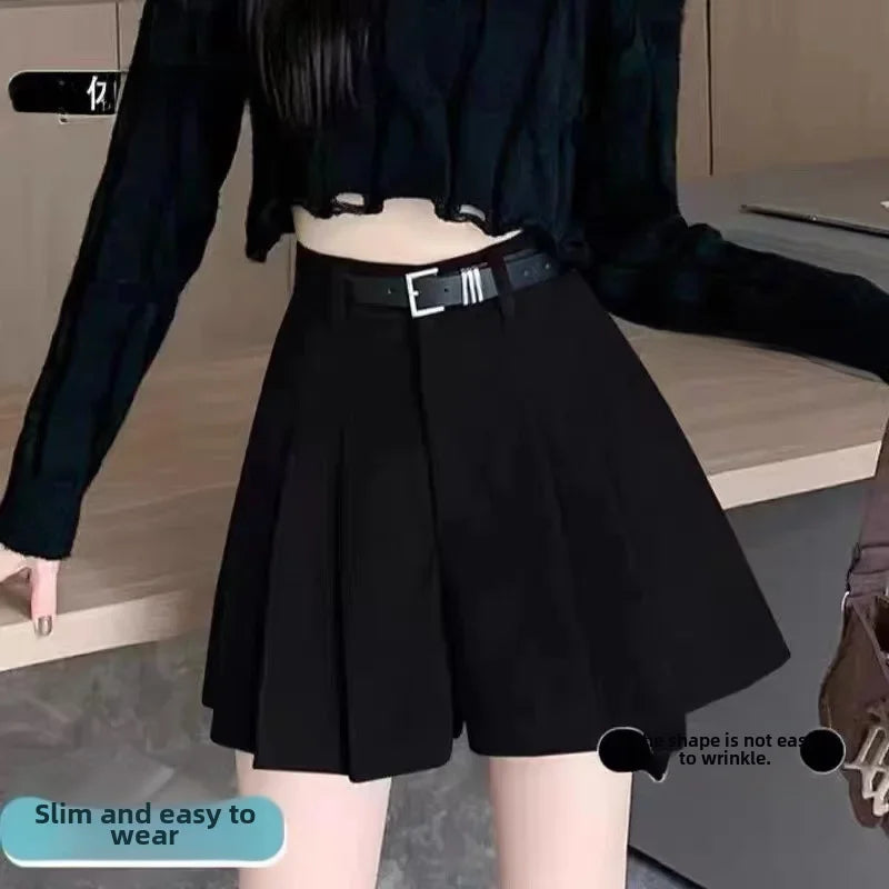 High-Waisted Khaki A-Line Corduroy Skirt