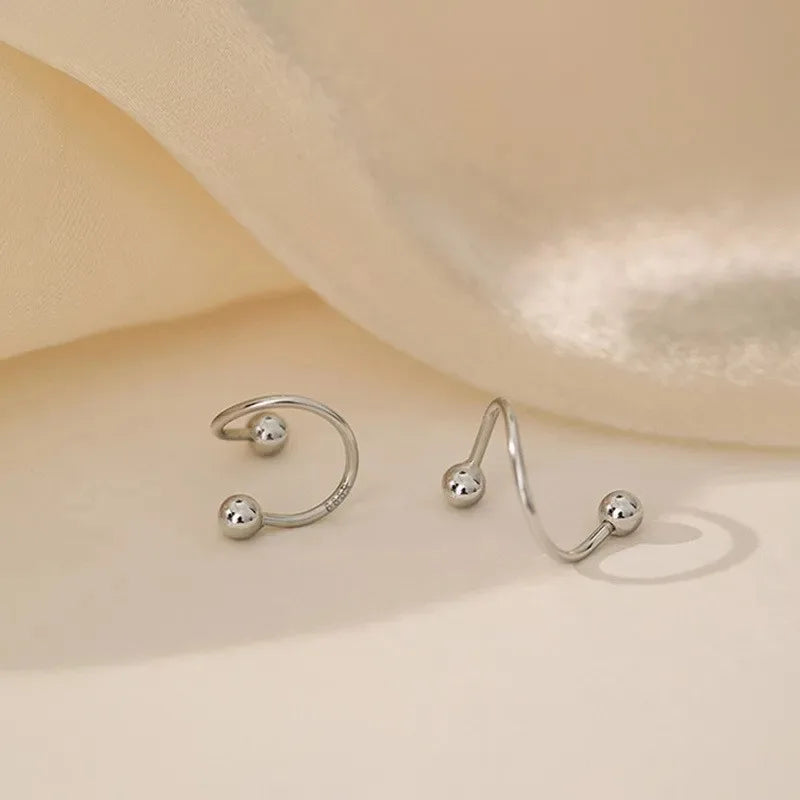 2PCS Stainless Steel Spiral Stud Earrings