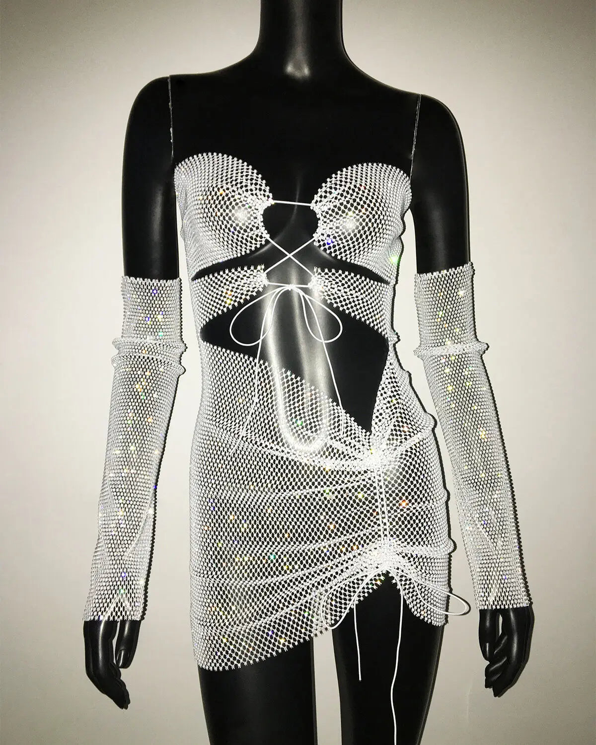 Women Sexy Two Piece Sets Strapless Rhinestone Diamond Crop Top