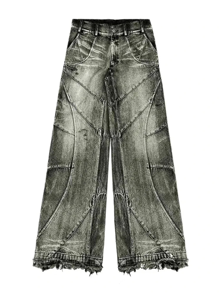 2025 NewY2k Streetwear Punk Hip Hop Jeans Women Grunge Baggy Ripped Denim Trousers Gothic Vintage Distressed Wide Leg Jeans Goth