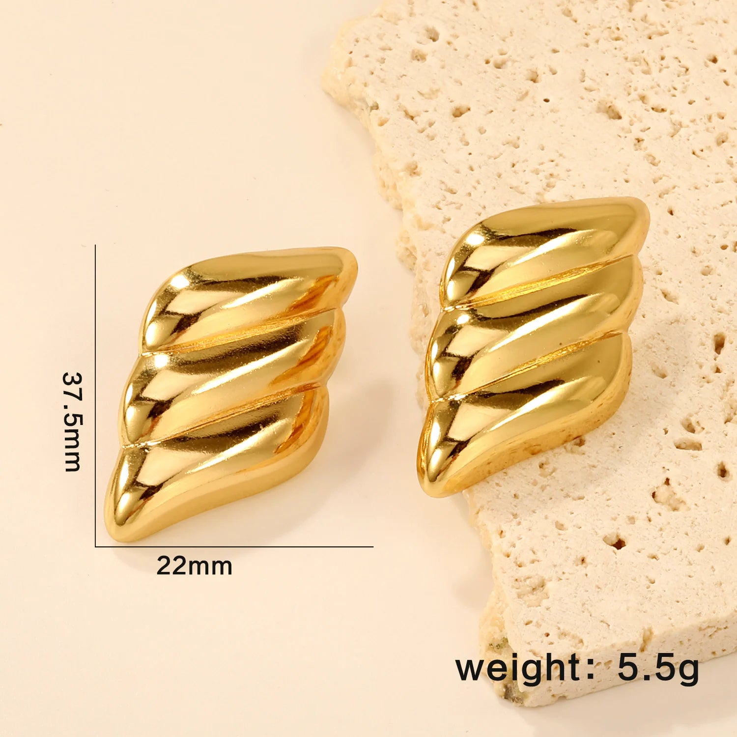 LUXUSTEEL Shell Water Drop Pearl Stud Earrings