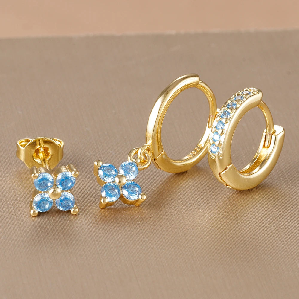 3PCS Korean Stainless Steel Hoop Earrings Set