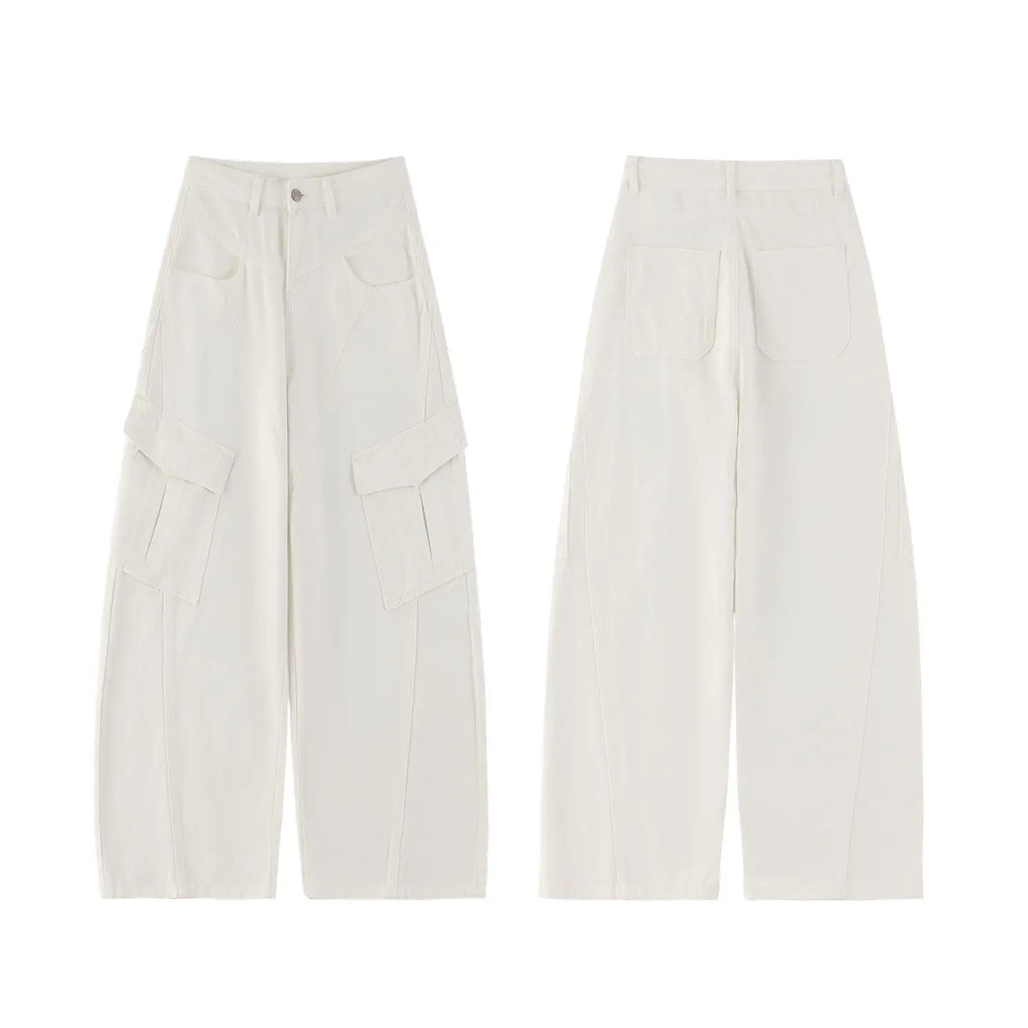 High Waist Multi Pocket Jeans Women 2025 New Fashionable Solid Color Versatile Large Size Cargo Pants